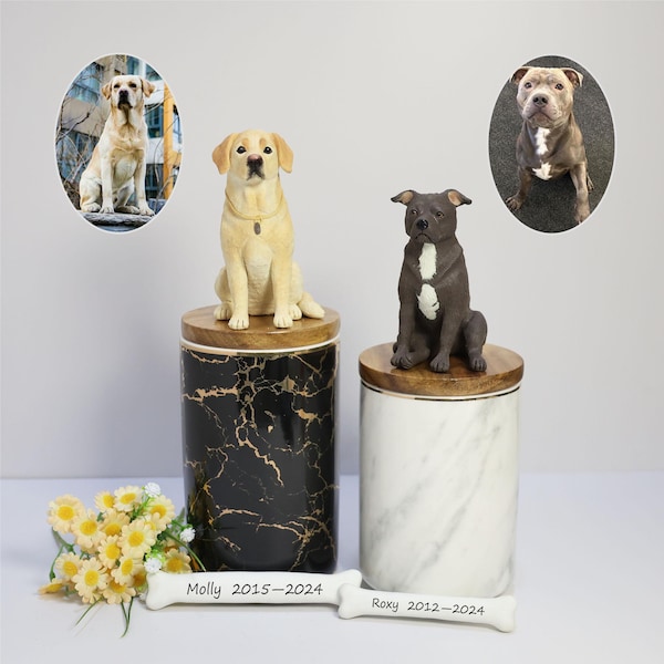 Urna conmemorativa para mascotas hecha a mano, escultura de arcilla personalizada para perros, recuerdo personalizado para honrar a tu peludo amigo para siempre, regalo único para amantes de las mascotas.