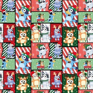 Tecido azul, tecido de cachorro azul, tecido de Natal azul, tecido de desenho animado, tecido de anime, tecido 100% algodão, por meia jarda