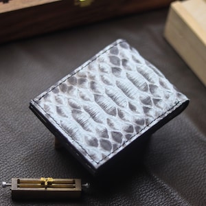 Personalized Natural Python Leather Bifold Wallet | Italian Goat Skin Lining |  Hand-Stitched Men's Bifold | Best Gift for Him