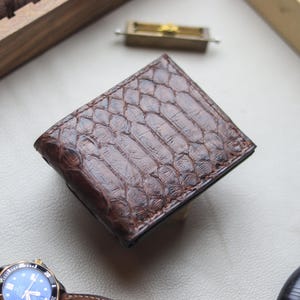 Lyxig herrplånbok med dubbelsidigt mönster | Handgjord plånbok | Premiumplånbok i exotiskt läder | Bästa presenten till honom | Bästa jubileumspresenten