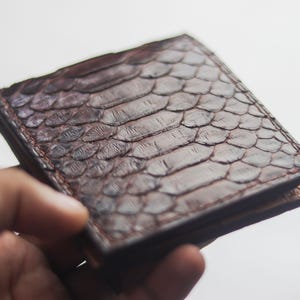 Wynton - Hand-Crafted Python Skin Bifold Wallet Pecan Brown