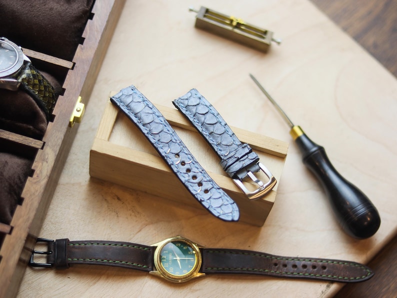 Fish Watch Strap Handmade Hand-stitched Tilapia Fish Bespoke Straps 24mm, 23mm, 21mm ...