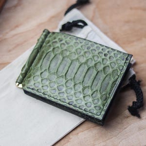 Portemonnee Python Skin Clipper | Handgemaakt | Met de hand gestikt | Luxe herenportemonnee