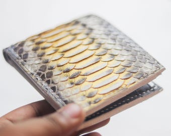 Wynton - Cartera plegable de piel de pitón hecha a mano Arcoíris / Cartera premium / Cartera para hombre