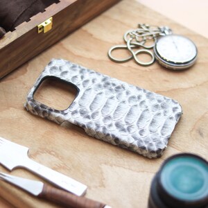 Leather iphone Case, Personalized Snake Skin Phone Cover for iPhone Phonecase, Natural Python Phonecases, Genuine Python