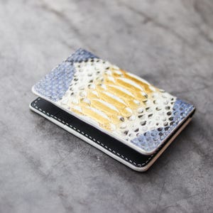 Cartera plegable de piel de pitón hecha a mano de primera calidad / Artemus - Arcoíris