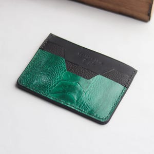 Portafoglio per carte su misura fatto a mano in pelle di pitone esotica di prima qualità \ Augustus - Verde smeraldo
