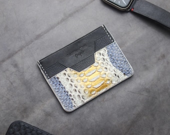 Hand-Crafted Bespoke Card Wallet Premium Exotic Python Skin \ Augustus - Rainbow Python