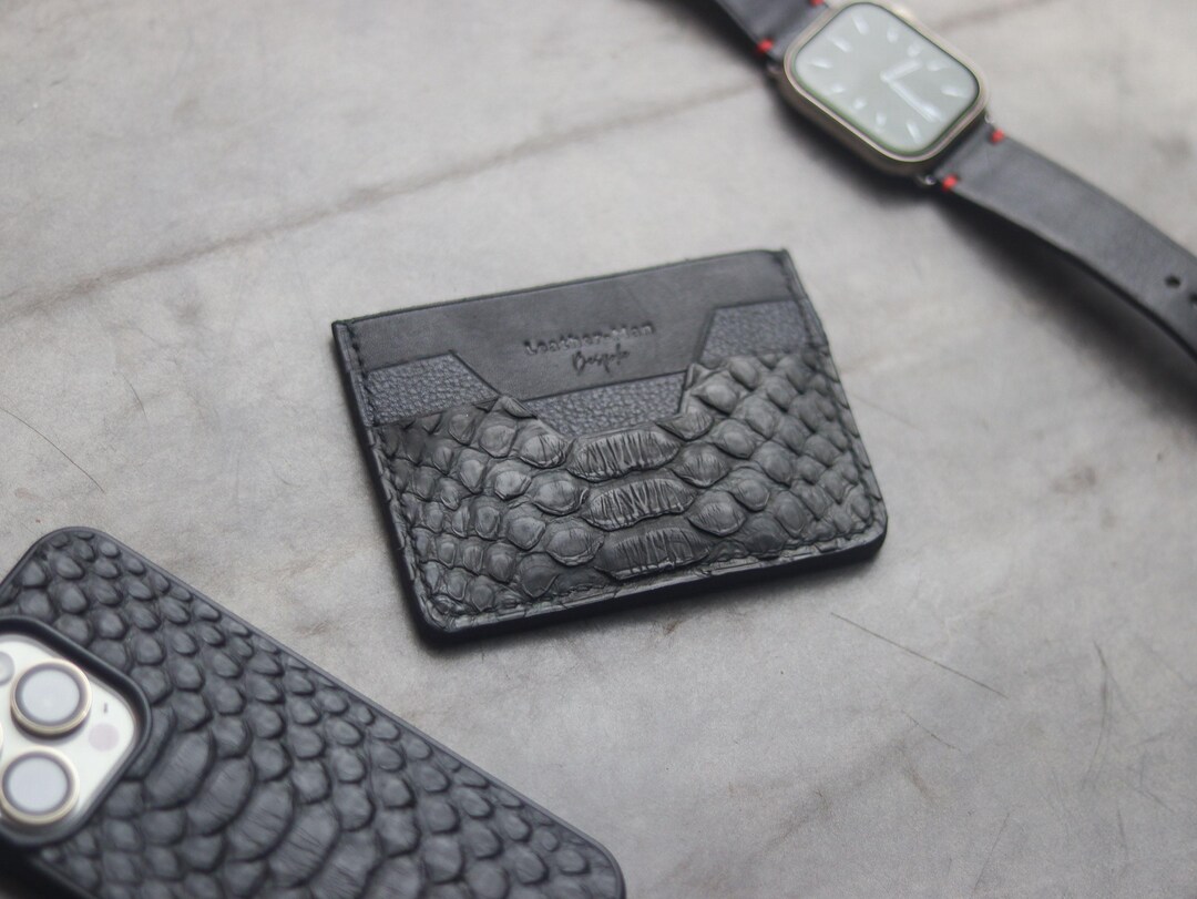 Python Cowboy Wallets Hand-crafted Python Skin Card Wallet – Raven Black Exotic Leather - Etsy