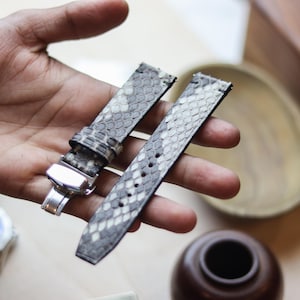 Handmade Hand-Stitched Natural Python Skin Bespoke Straps 24mm, 23mm, 21mm, 20mm, 19mm, 18mm Leather-Man Bespoke