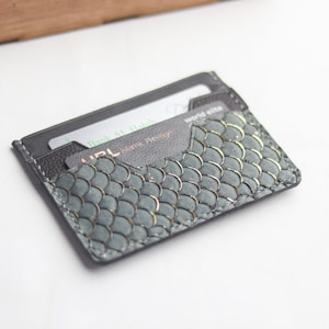 Cartera de piel de pez tilapia exótica de primera calidad hecha a mano a medida de Augustus - Gris sombra