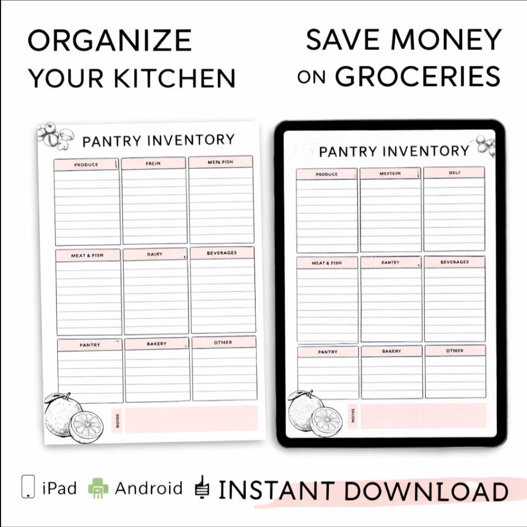 Pantry Inventory Tracker Printable, Digital Kitchen Organization ...