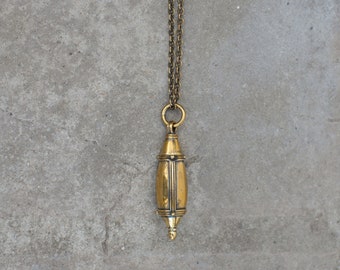 Lantern Perfume Bottle Necklace - Antique Patina - Small Brass LANTERN PENDANT NECKLACE