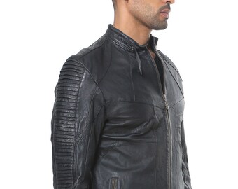 men cotton ribbed blouson