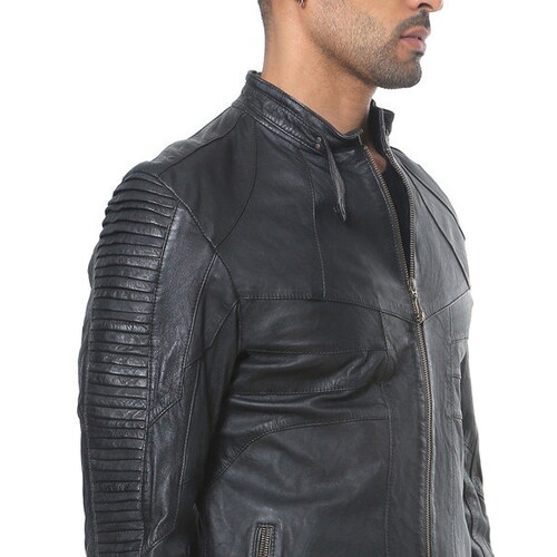ribbed biker jacket