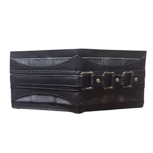 Cartera DARK STAR - Cartera de cuero plegable - Cartera de cuero negra - Herrajes de latón personalizados - Jan Hilmer