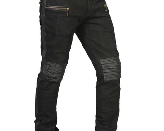 mens black moto pants