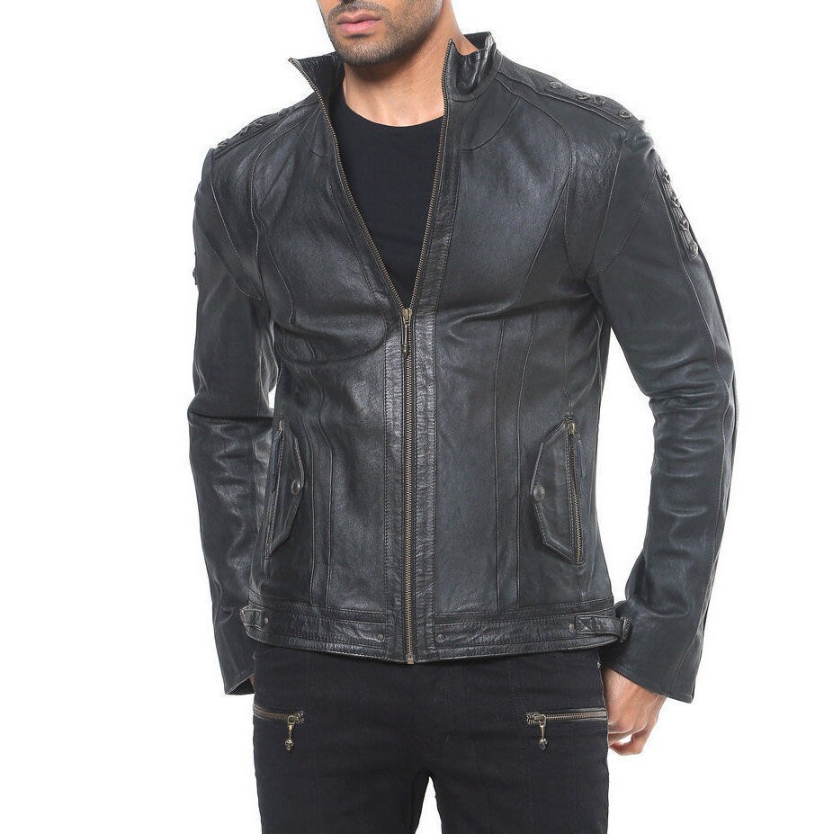 TRACER Men's Leather Jacket Black Lambskin Jacket - Etsy