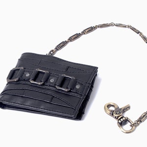 Cartera DARK STAR con cadena - Cartera de cuero con cadena para hombre - Cartera de cuero plegable - Cartera de cuero para hombre - Cartera plegable - Desiger Jan Hilmer