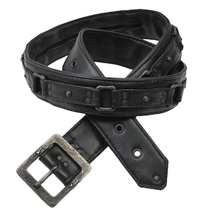 SQUARE RING BELT - Men&#39;s Black Leather Belt - With Hand Cast Square Rings - Rocker - Punk - Street - Designer Jan Hilmer