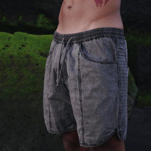 Tvättade grå surfshorts: Herr SUNSET BOARD Shorts från Jan Hilmer bild 1