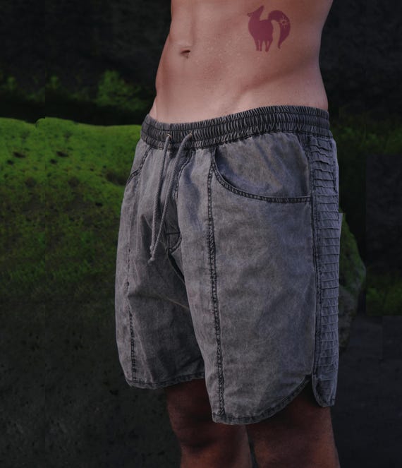 Washed Grey Surf Shorts: Mens SUNSET BOARD Shorts by Jan Hilmer