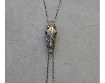 Antiqued Brass Horse Skull Pendant Necklace - TWISTED HORSE Necklace by Jan Hilmer