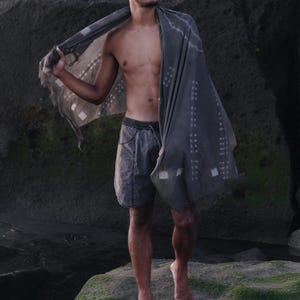 Tvättade grå surfshorts: Herr SUNSET BOARD Shorts från Jan Hilmer bild 5