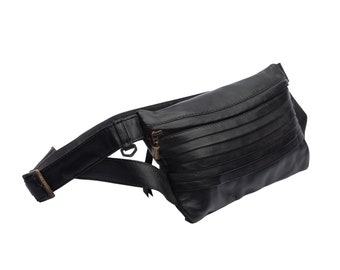 BAZA Bumbag - Black Leather waist Bag - Punk leather bag men - Perfect for Coachella - Designer Jan Hilmer