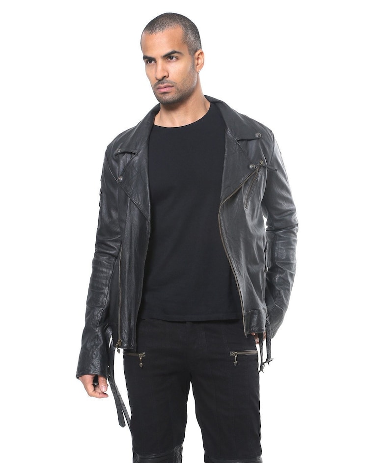 FALCON Men's Moto Jacket Black Leather Jacket | Etsy