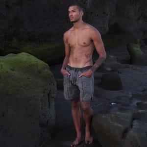 Tvättade grå surfshorts: Herr SUNSET BOARD Shorts från Jan Hilmer bild 6