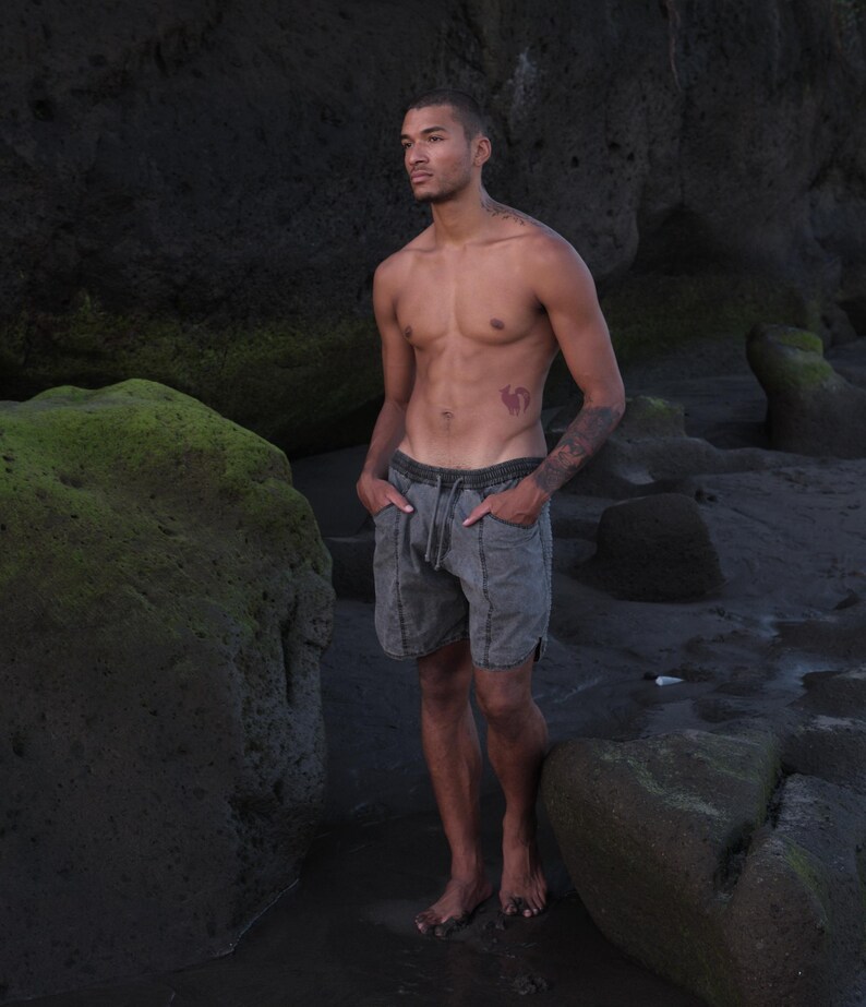 Tvättade grå surfshorts: Herr SUNSET BOARD Shorts från Jan Hilmer bild 6