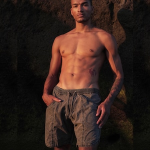 Tvättade grå surfshorts: Herr SUNSET BOARD Shorts från Jan Hilmer bild 7