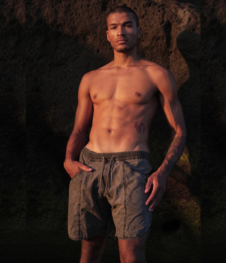Tvättade grå surfshorts: Herr SUNSET BOARD Shorts från Jan Hilmer bild 7