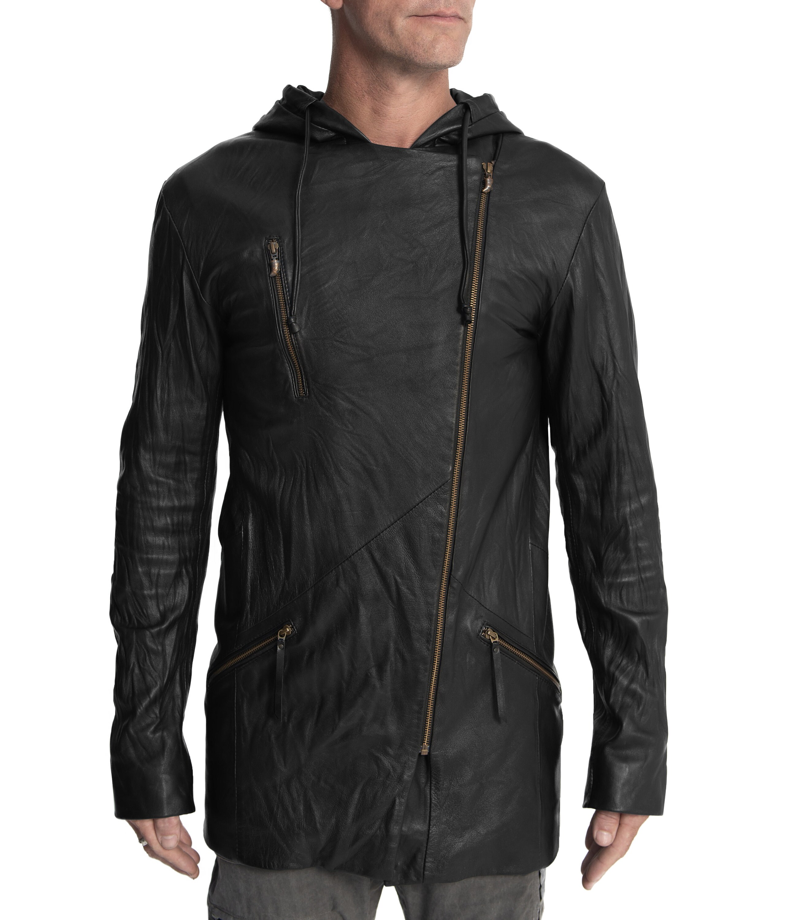 LARK LEATHER HOODY - Black Leather Hoodie - Men's Hoody LARK LEATHER HOODY - Black Leather Hoodie - Men's Hoody