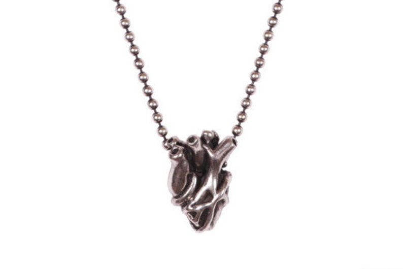 Solid Silver ANATOMICAL HEART NECKLACE Silver Pendant Etsy