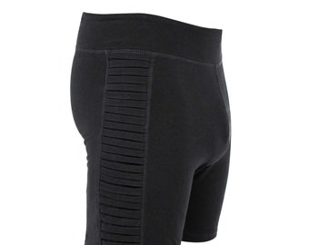 RIBBED YOGA SHORT - Organic cotton men's yoga shorts with ribbed details - Men's Black Organic Shorts - Jan Hilmer