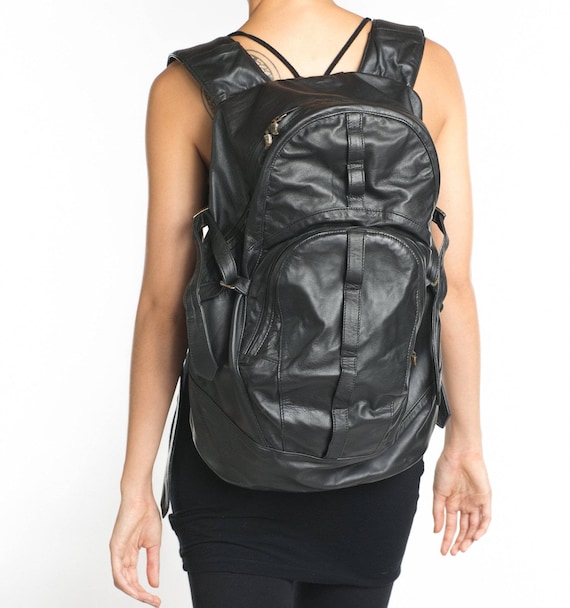 black leather backpack australia