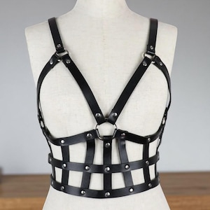 Women harness leather, female harness, goth harness, burlesque rave harness, back harness, buckles harness, leather accessory, gift for her