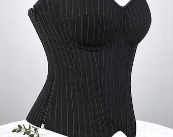 Corset, Corset top, Steampunk Corset top, Overbust Bustier Top with Steel Ring Bra Cups | Gothic Waist Trainer Lingerie, gift her her, hall