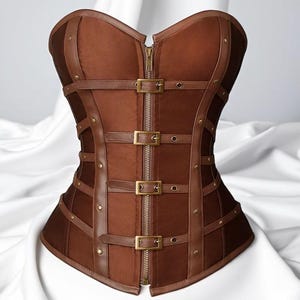Steampunk Corset top, Leather Corset Top crafted from premium satin and faux leather, Ren faire corset, Corset Plus Size, gothic clothes