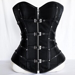 Steampunk Corset top, Leather Corset Top crafted from premium satin and faux leather, Ren faire corset, Corset Plus Size, gothic clothes