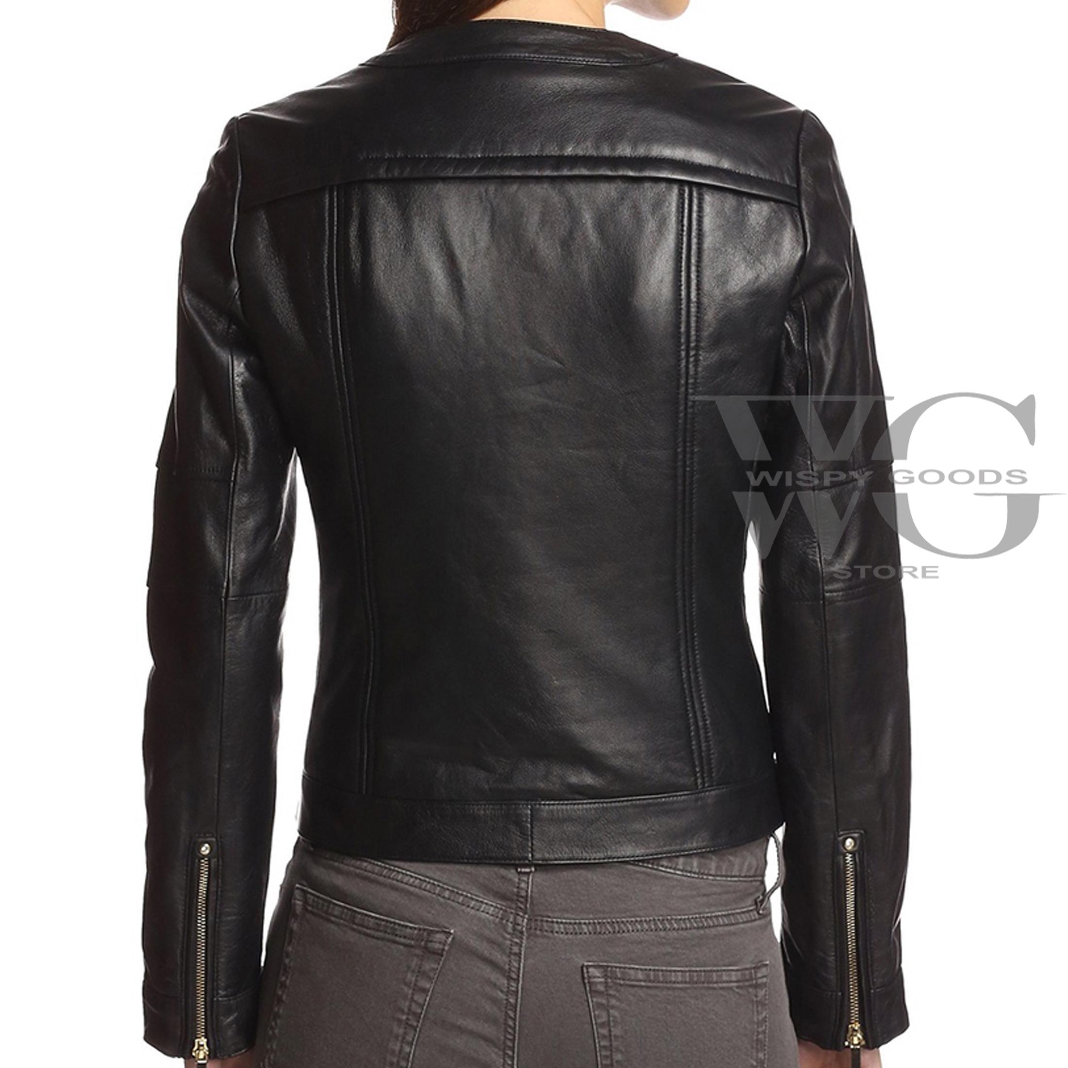 レディース ブラックレザーキルティングジャケット - フィットバイカー