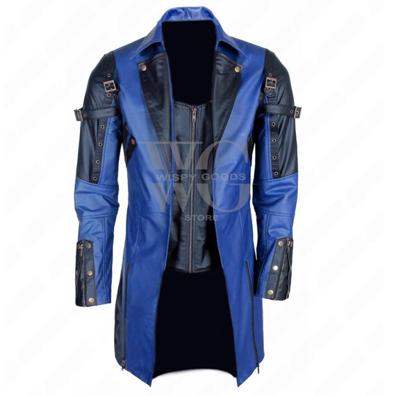 Men's Genuine Leather Long Coat | Gothic Victorian Cosplay | Steampunk Trench Coat