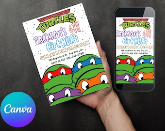 Editable Invitation, karate Birthday Invite boy, ninja invitation, Instant Download, turtles kids Birthday Invite template
