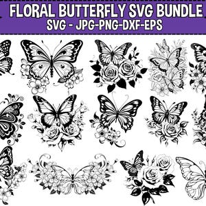 Butterfly Svg\ Floral butterfly svg\ Butterfly flower svg\ Butterfly svg file\ Floral butterfly svg\ Cutting file Cricut Silhouette