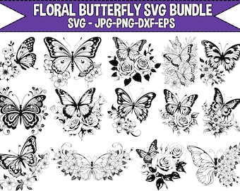 Floral Butterfly SVG: Cutting File for Cricut & Silhouette (Digital Download)