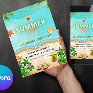 End of Summer Party Invitation, Summer Party Invitation, Summer Invites, Canva template