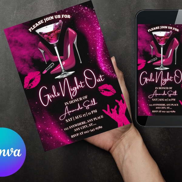 Girls Night Out Invitation: Bachelorette, Hen Party (Digital Evite)
