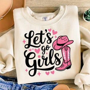 Vamos lá meninas svg, arquivos de corte para cricut, camiseta com estampa de rodeio, svg de cowgirl jovem, moda country infantil, camisa western infantil, svg da moda